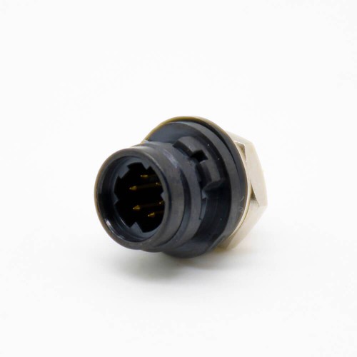 HRS Elecje Connector Male Receptacle 6 Pin Straight Back Mount Solder Cup HR10 Circular Push-Pull Connector