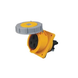 63A IEC60309 3pin IP67 Industrial Panel Mount Receptacle Angle Type