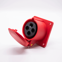 Industrial Connector Socket 4P 16A 380V-415V 3P+E 6h IP44 Sraight Type Panel Mount