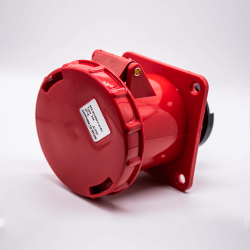 Industrial Connector Socket 4P 63A 380V-415V 3P+E 6h IP67 Straight Type Panel Mount