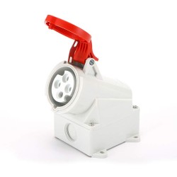 Waterproof Industrial Connector Socket 4Pin 32A 380-415V 3P+E IP44, White CEE Industrial Wall Socket