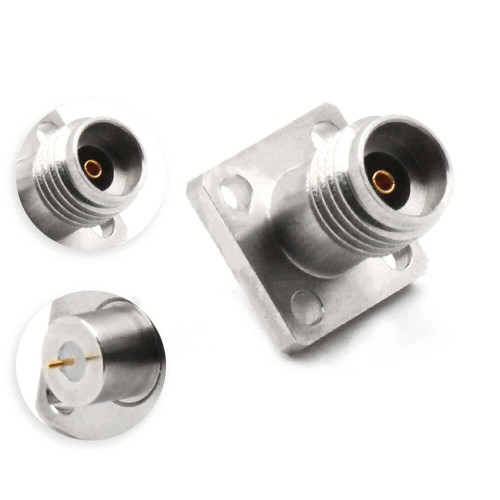 Stainless Steel 2.92Mm Female 4-Hole Flange Bulkhead Mount Dc To 40Ghz Rf Coax Connector Stainless Steel 2.92Mm Female 4-Hole Flange Bulkhead Mount Dc To 40Ghz Rf Coax Connector
