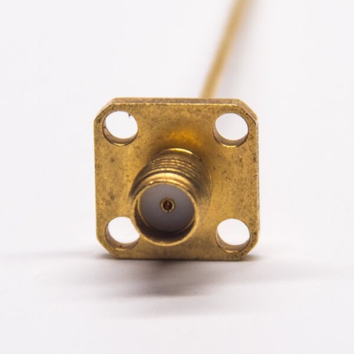 Gold Plated SMA Female Flange 4 Holes for PCB Mount Gold Plated SMA Female Flange 4 Holes for PCB Mount