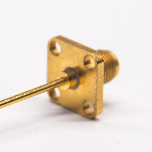 Gold Plated SMA Female Flange 4 Holes for PCB Mount Gold Plated SMA Female Flange 4 Holes for PCB Mount