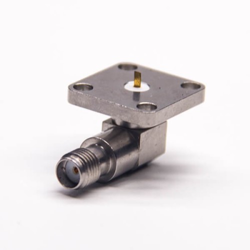 SMA Female Right Angle Flange with 4 Holes for PCB SMA Female Right Angle Flange with 4 Holes for PCB