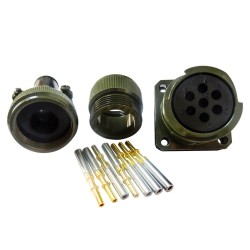 JL Socket 4 Hole-Flange Solder Traction Motor Connector 7 Pin Straight Bayonet Coupling