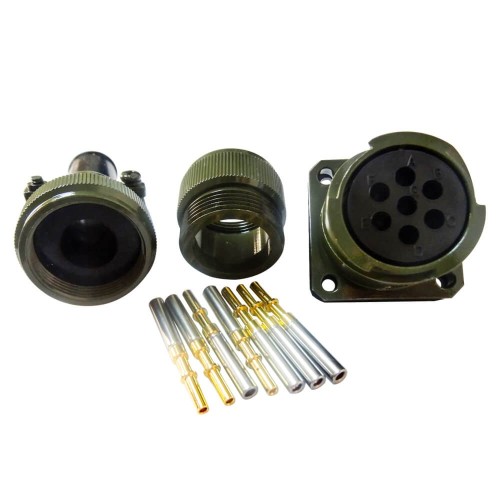 JL Socket 4 Hole-Flange Solder Traction Motor Connector 7 Pin Straight Bayonet Coupling