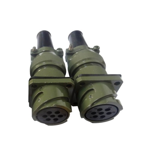 JL Socket 4 Hole-Flange Solder Traction Motor Connector 7 Pin Straight Bayonet Coupling