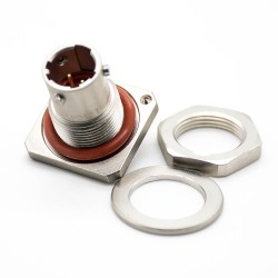 2 Pin Socket Connectors Male Y50X 08 Shell Size Straight Front Bulkhead Solder Cup Nickel Plating Waterproof Bayonet Coupling