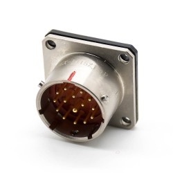 Y50EX Connector Straight 14 Shell Size Bayonet Coupling Solder Cup 4 Holes Flange Nickel Plating 15 Pin Male Socket