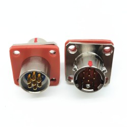 Y50X-0807ZJ10 Flange Socket 8 Shell Size Bayonet Coupling Solder Cup 7 Pin Nickel Plating Male Socket
