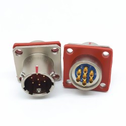 Y50X-1007ZJ10 Flange Socket 10 Shell Size Bayonet Coupling Solder Cup 7 Pin Nickel Plating Male Socket