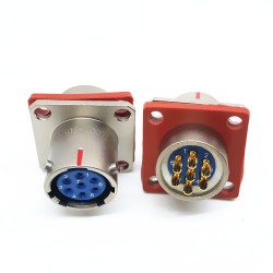 Y50X-1007ZK10 Flange Socket 10 Shell Size Bayonet Coupling Solder Cup 7 Pin Nickel Plating Female Socket