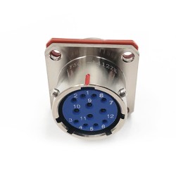Y50X-1412ZK10 Flange Socket 14 Shell Size Bayonet Coupling Solder Cup 12 Pin Nickel Plating Female Socket