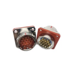 Y50X-2219ZJ10 Flange Socket 22 Shell Size Bayonet Coupling Solder Cup 19 Pin Nickel Plating Male Socket
