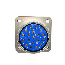 Y50X-2219ZK10 Flange Socket 22 Shell Size Bayonet Coupling Solder Cup 19 Pin Nickel Plating Female Socket