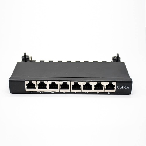 Patch Panel Cat6a RJ45 Keystone Jack 1u 8 Ports Black Shield Patch Panel Cat6a RJ45 Keystone Jack 1u 8 Ports Black Shield