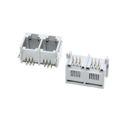2pcs RJ11 Female Connector 6P6C 1*2 Ports 90Degree Grey Network Interface RJ45 Socket without Led