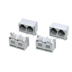 2pcs RJ11 Female Connector 6P6C 1*2 Ports 90Degree Grey Network Interface RJ45 Socket without Led