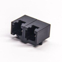 6P2C RJ11 Unshielded Jack Black Dual Port Network Module Connector DIP
