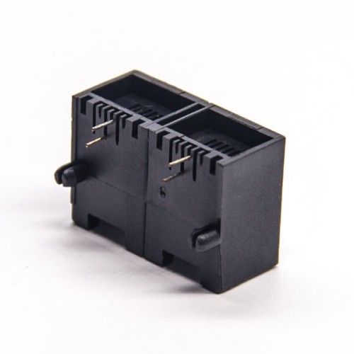 6P2C RJ11 Unshielded Jack Black Dual Port Network Module Connector DIP 6P2C RJ11 Unshielded Jack Black Dual Port Network Module Connector DIP