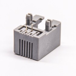6P2C Socket rj11 Grey Plastic Right Angled DIP Type PCB Mount without LED