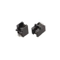 RJ11 6P6C Connector Single Port Telephone Socket Black Plastic Without Led