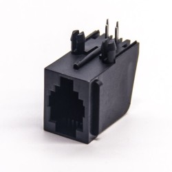 RJ11 Socket 2P2C Unshielded Connector Through Hole Black Shell