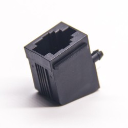 RJ11 Socket 2P2C Unshielded Connector Through Hole Black Shell