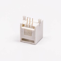 5pcs Female RJ12 Connectors 1 Port 6P White Right Angle Gold Plated Without LED