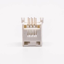5pcs Female RJ12 Connectors 1 Port 6P White Right Angle Gold Plated Without LED