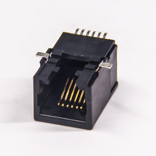 RJ12 Modular Connector Right Angled SMT Black Plastic 6p6c RJ12 Modular Connector Right Angled SMT Black Plastic 6p6c