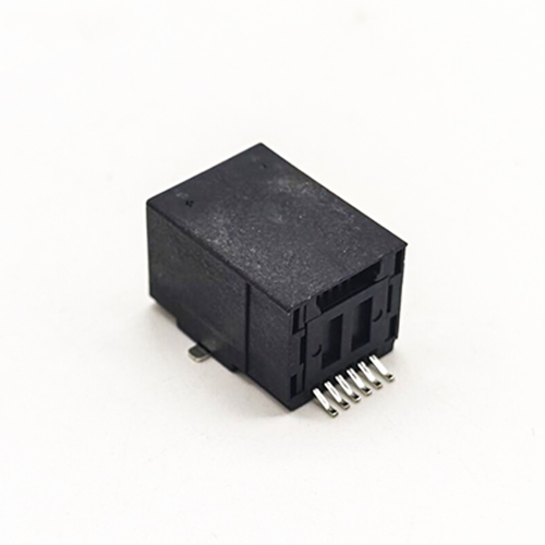 RJ12 Modular Connector Right Angled SMT Black Plastic 6p6c RJ12 Modular Connector Right Angled SMT Black Plastic 6p6c