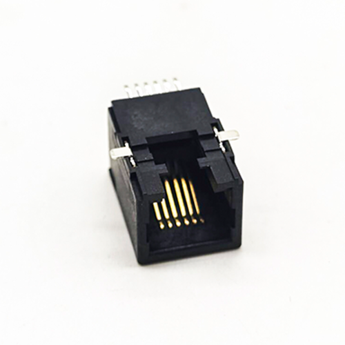 RJ12 Modular Connector Right Angled SMT Black Plastic 6p6c RJ12 Modular Connector Right Angled SMT Black Plastic 6p6c