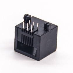 RJ12 Socket 6p6c Connector Black Angled Through Hole for PCB Mount
