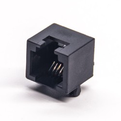 RJ12 Socket 6p6c Connector Black Angled Through Hole for PCB Mount