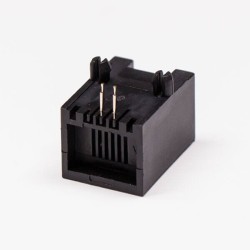 Female RJ14 Connector 1 Port Black R/A 6P4C Unshield Without LED 10PCS