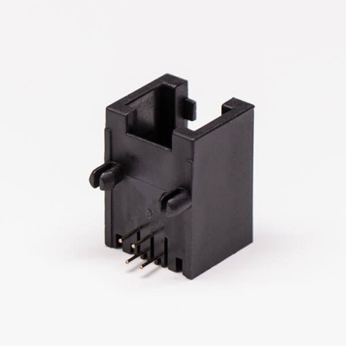 Female RJ14 Connector 1 Port Black R/A 6P4C Unshield Without LED 10PCS