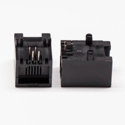 Female RJ14 Connector 1 Port Black R/A 6P4C Unshield Without LED 10PCS