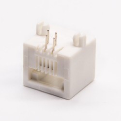 RJ14 Connector Right Angled DIP Type PCB Mount White Without LED