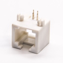 RJ14 Connector Right Angled DIP Type PCB Mount White Without LED