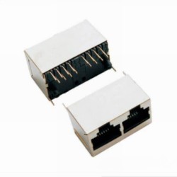 180 Degree RJ45 Connector 1*2 Jack Dual Port Shield Network Socket without Led