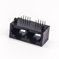 2 Port RJ45 90 Degree Black Plastic 8P8C Network Connector DIP Type