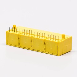2pcs Female RJ45 Connectors 8P Yellow 4 Port without LED and without Shield for PCB
