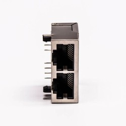 2pcs RJ45 Female Connector 2 Port 90° with Shield and Without LED for PCB Mount