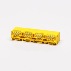 2pcs RJ45 Female Socket 180 Degree Connector 4 Port 8P Yellow Unshield Without LED