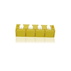 2pcs Yellow RJ45 Connector Socket 4Port Plastic Right Angled 8P8C 1*4 Without Led