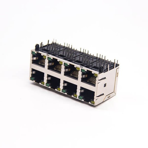 2x4 RJ45 Connector 90 Degree Modular Shielded Jack with LED DIP Type with EMI 2x4 RJ45 Connector 90 Degree Modular Shielded Jack with LED DIP Type with EMI