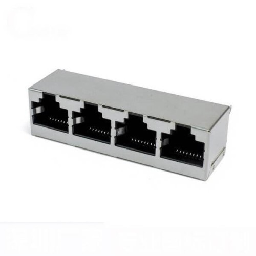 4 Port RJ45 Connector 8 Pin Shiled Network Modular 8P8C R/A without Led 4 Port RJ45 Connector 8 Pin Shiled Network Modular 8P8C R/A without Led