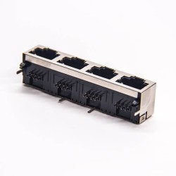 4 Port RJ45 Jack 8P8C 90 Degree Through Hole for PCB Mount 20pcs